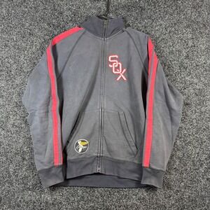 Banner 47 Chicago White Sox Track Jacket Mens Medium Grey Red Full Zip Cotton